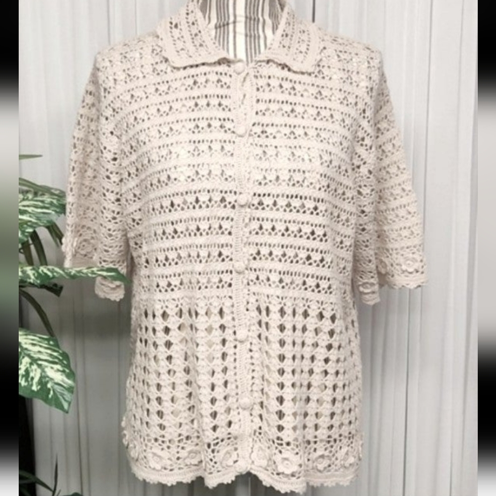 Victoria Jones Crochet Sweater (L)